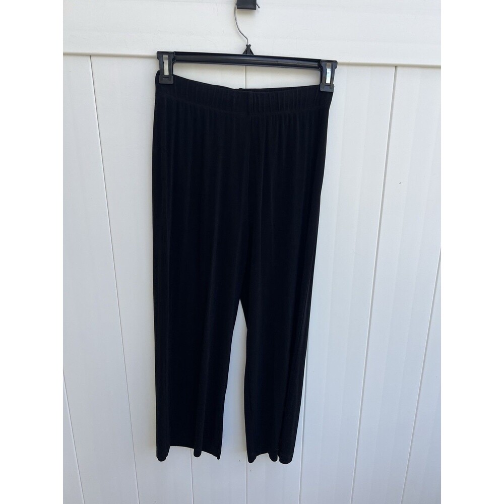 Como Voyage Womens Straight Leg Pants Trousers Black Acetate Slinky Sz Medium